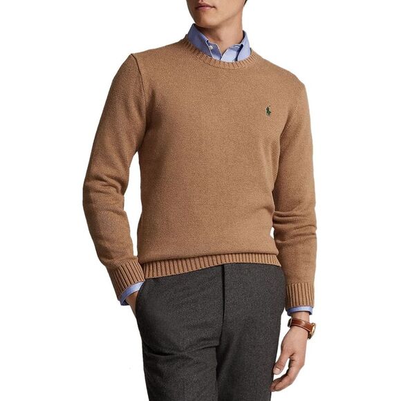 Polo Ralph Lauren Mens Pima Cotton Crewneck Sweater XXL Rye Brown - NWT $198